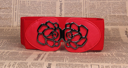 3 Women's Belts Elastic Belts Belts Rose Buckle Belts Tight Belts - ROUTINE FASHION